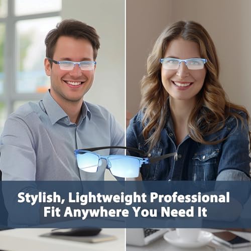 Gafas de lectura inteligentes AQOYNQ 2PCS con zoom automático y anti-luz azul, autoajustables, para hombres y mujeres (Gradiente Azul) - imagen 2