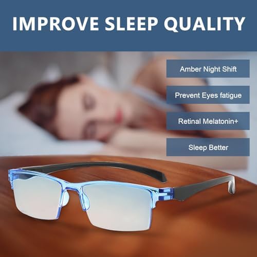 Gafas de lectura inteligentes AQOYNQ 2PCS con zoom automático y anti-luz azul, autoajustables, para hombres y mujeres (Gradiente Azul) - imagen 4