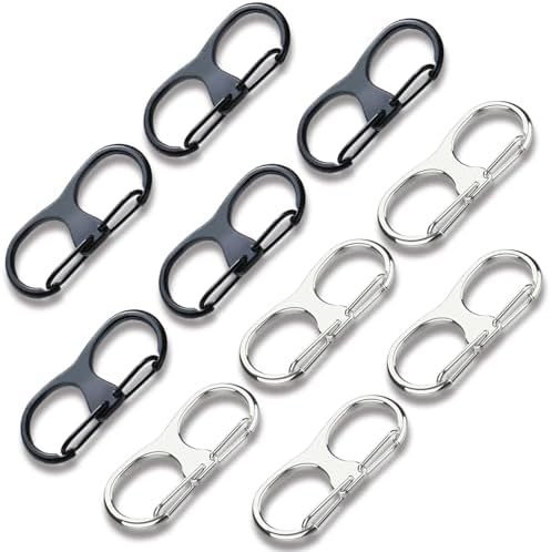 HIQUODIN 10 Piezas de Clips de Cierre Antirrobo de Aleación, Mosquetón Pequeño de Doble Apertura, Cerradura para Equipaje, Bolsas y Mochilas, Negro y - imagen 1