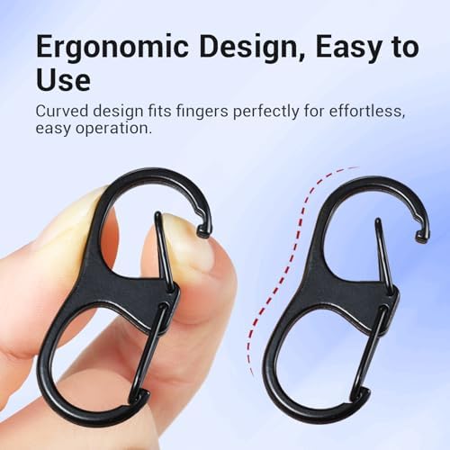HIQUODIN 10 Piezas de Clips de Cierre Antirrobo de Aleación, Mosquetón Pequeño de Doble Apertura, Cerradura para Equipaje, Bolsas y Mochilas, Negro y - imagen 2