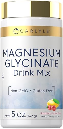 Carlyle Polvo de Glicinato de Magnesio | 5 oz | Mezcla para Bebida | Sabor Frambuesa Limón | Suplemento Sin OGM y Sin Gluten - imagen 1