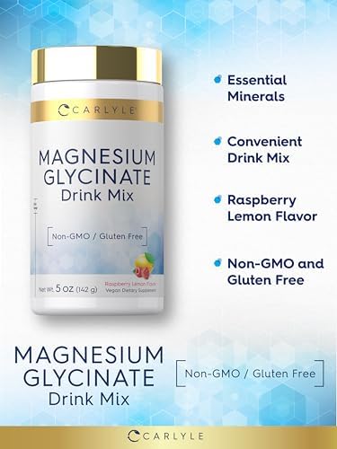 Carlyle Polvo de Glicinato de Magnesio | 5 oz | Mezcla para Bebida | Sabor Frambuesa Limón | Suplemento Sin OGM y Sin Gluten - imagen 4