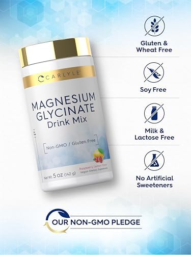 Carlyle Polvo de Glicinato de Magnesio | 5 oz | Mezcla para Bebida | Sabor Frambuesa Limón | Suplemento Sin OGM y Sin Gluten - imagen 5