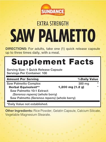 Sundance Saw Palmetto para Hombres | 100 Cápsulas de Liberación Rápida | Suplemento No GMO y Sin Gluten - imagen 2
