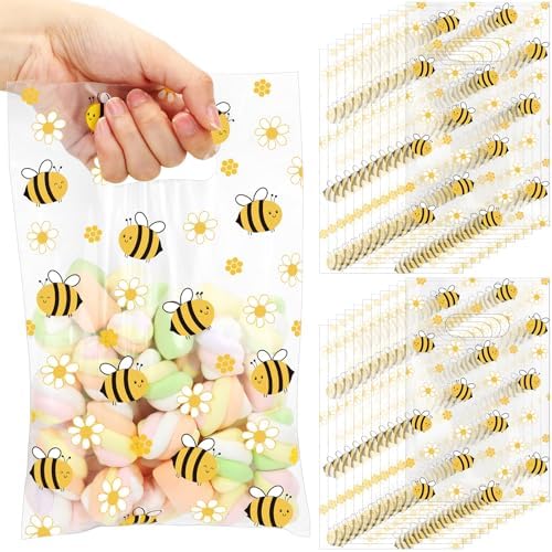 Bolsas de Favor de Fiesta Cholemy de 50 Piezas, Transparentes con Asa Troquelada, para Baby Shower y Decoración de Cumpleaños de Abejas, 9.8 x 6.3 - imagen 1