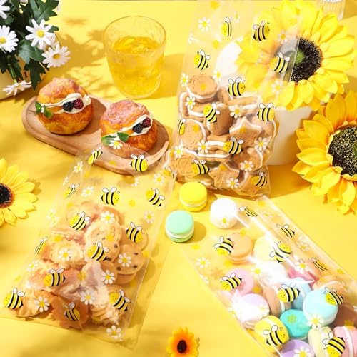 Bolsas de Favor de Fiesta Cholemy de 50 Piezas, Transparentes con Asa Troquelada, para Baby Shower y Decoración de Cumpleaños de Abejas, 9.8 x 6.3 - imagen 3
