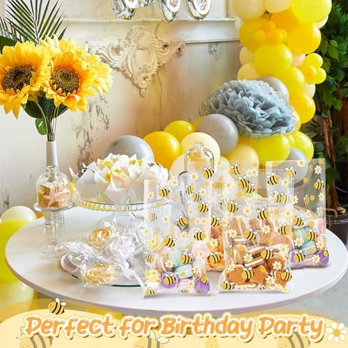 Bolsas de Favor de Fiesta Cholemy de 50 Piezas, Transparentes con Asa Troquelada, para Baby Shower y Decoración de Cumpleaños de Abejas, 9.8 x 6.3 - imagen 6