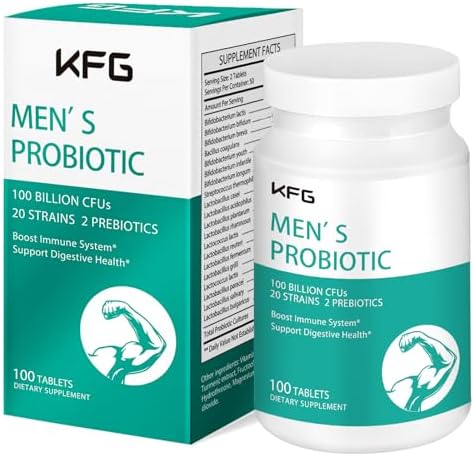 Suplemento Probiótico KFG 100 Mil Millones CFU, 20 Cepas, 2 Prebióticos y Enzimas Digestivas, Apoya Digestión, Inmunidad y Salud Intestinal, 100 - imagen 1