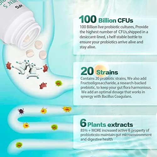 Suplemento Probiótico KFG 100 Mil Millones CFU, 20 Cepas, 2 Prebióticos y Enzimas Digestivas, Apoya Digestión, Inmunidad y Salud Intestinal, 100 - imagen 3