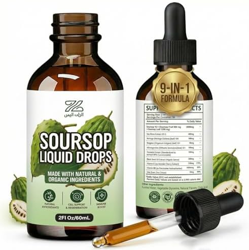 Gotas Líquidas ZonaVitalis de Soursop 9 en 1 con Musgo Marino, Moringa, Cúrcuma, Orégano y Semilla Negra | Bienestar General | Vegano, No GMO | 2 fl - imagen 1
