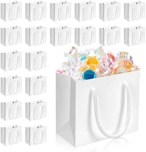 Paquete de 20 Bolsas de Regalo Extra Pequeñas ISUSSER 4.7 x 2.4 x 4 Pulgadas, Mini Bolsas de Papel con Asa para Cumpleaños, Baby Shower, Bodas y - imagen 1