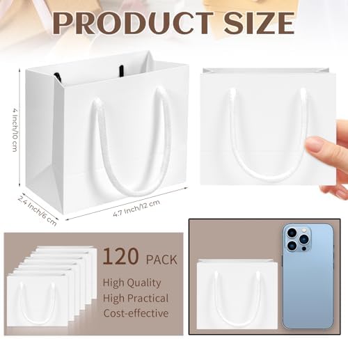 Paquete de 20 Bolsas de Regalo Extra Pequeñas ISUSSER 4.7 x 2.4 x 4 Pulgadas, Mini Bolsas de Papel con Asa para Cumpleaños, Baby Shower, Bodas y - imagen 2