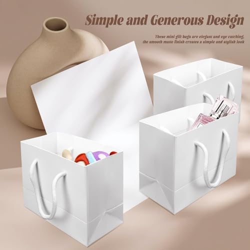 Paquete de 20 Bolsas de Regalo Extra Pequeñas ISUSSER 4.7 x 2.4 x 4 Pulgadas, Mini Bolsas de Papel con Asa para Cumpleaños, Baby Shower, Bodas y - imagen 5
