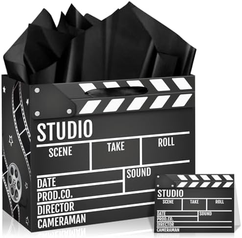Bolsa de Regalo con Tema de Película, Tarjeta de Felicitación y 3 Hojas de Papel Seda, Bolsa de Sorpresas para Noche de Premios de Cine, Fiesta de - imagen 1