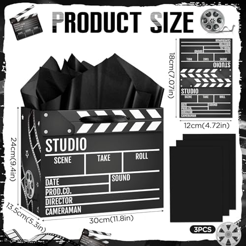 Bolsa de Regalo con Tema de Película, Tarjeta de Felicitación y 3 Hojas de Papel Seda, Bolsa de Sorpresas para Noche de Premios de Cine, Fiesta de - imagen 2