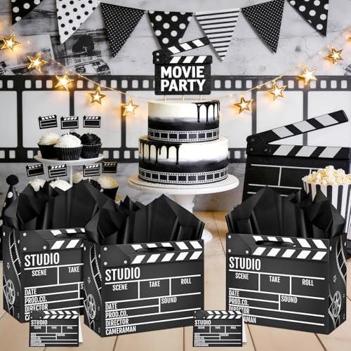 Bolsa de Regalo con Tema de Película, Tarjeta de Felicitación y 3 Hojas de Papel Seda, Bolsa de Sorpresas para Noche de Premios de Cine, Fiesta de - imagen 4