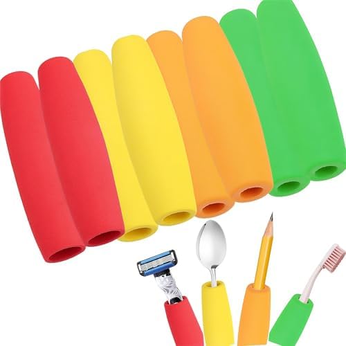 Paquete de 8 Tubos de Agarre de Espuma para Utensilios - 4 Tamaños de Mangos Adaptativos para Utensilios y Plumas - Empuñaduras para Personas Mayores - imagen 1