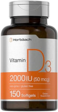 Suplemento Horbaach Vitamina D3 2000UI en Softgels | 150 Cápsulas | 50mcg de Colecalciferol | Libre de GMO y Gluten - imagen 1
