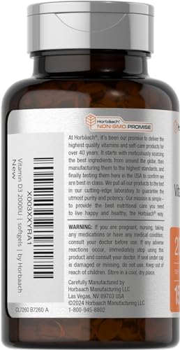 Suplemento Horbaach Vitamina D3 2000UI en Softgels | 150 Cápsulas | 50mcg de Colecalciferol | Libre de GMO y Gluten - imagen 3