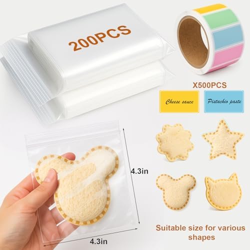 Bolsas de Almacenamiento Palksky para Sándwiches Sin Corteza, 200 Piezas de Contenedores para Congelador con 500 Etiquetas, Suministros para Lunch - imagen 7