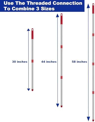 Mango de Repuesto para Mop Spin Compatible con O Cedar, 4 Secciones de 2.5 a 5 Pies, Tornillo Alemán (Base y Repuesto no Incluidos) - imagen 3