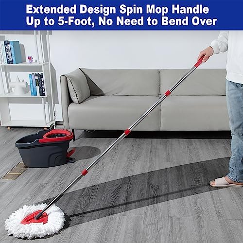 Mango de Repuesto para Mop Spin Compatible con O Cedar, 4 Secciones de 2.5 a 5 Pies, Tornillo Alemán (Base y Repuesto no Incluidos) - imagen 4