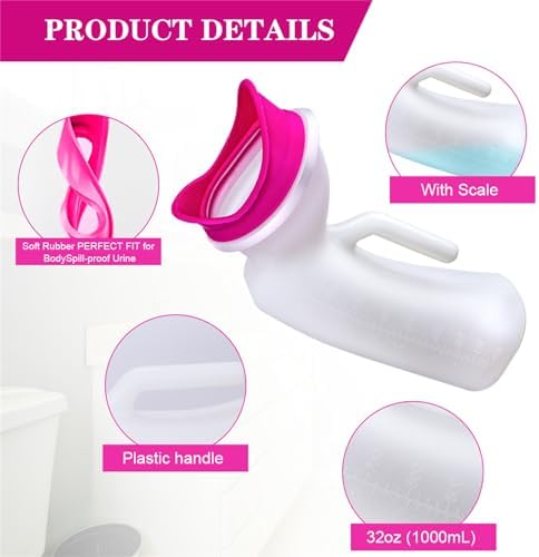 Orinal portátil unisex de 1000ml para mujeres y hombres, dispositivo de orina para viajes, camping y emergencias, ideal para ancianos e incontinencia. - imagen 3