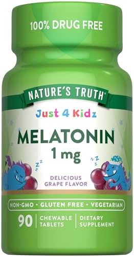 Tabletas Masticables de Melatonina para Niños Nature's Truth | 1mg | Sabor Uva | Suplemento Vegetariano, No Transgénico y Sin Gluten - imagen 1