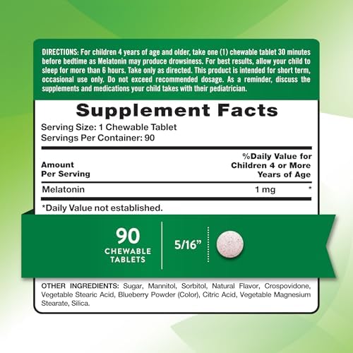 Tabletas Masticables de Melatonina para Niños Nature's Truth | 1mg | Sabor Uva | Suplemento Vegetariano, No Transgénico y Sin Gluten - imagen 2