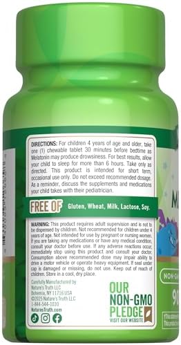 Tabletas Masticables de Melatonina para Niños Nature's Truth | 1mg | Sabor Uva | Suplemento Vegetariano, No Transgénico y Sin Gluten - imagen 7