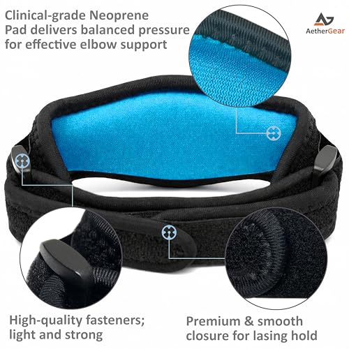 Faja para Codo AetherGear con Correa de Repuesto (1 paquete) - Soporte para Antebrazo con Almohadilla de Compresión para Tendinitis, Codo de Tenista - imagen 2