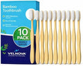 Cepillos de Dientes de Bambú VELNOVA (Paquete de 10) – Cerdas Suaves Sin BPA, Mango de Madera Biodegradable, Vegano y Libre de Plástico, Cuidado Oral - imagen 1