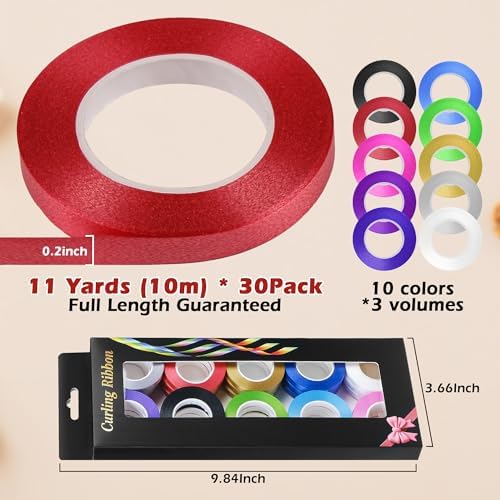 Cinta Rizada SZXFUWEI para Regalos: Paquete de 30 Rollos en 10 Colores de 1/5 Pulgada para Decoración del Día de las Madres y Fiestas - imagen 2