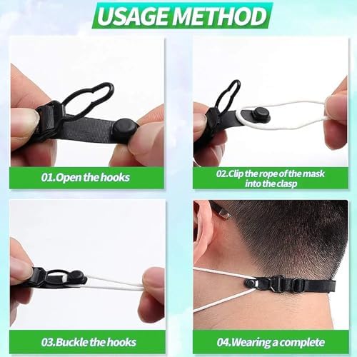 Soporte para Mascarillas 12 Piezas, Extensor de Mascarilla, Protector de Oídos, Correas Ajustables para la Parte Posterior de la Cabeza - imagen 4
