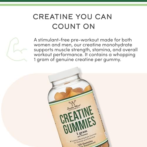 Gomitas de Creatina Monohidratada - 1g por Porción, 120 Unidades - Sin Rellenos, Veganas, No Transgénicas, Sin Gluten de Double Wood - imagen 4