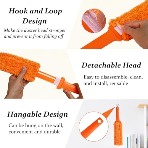 Paquete de 4 Plumadores de Microfibra Reutilizables de 15 Pulgadas, Duster para Persianas, Espacios Angostos, Cabezal Lavable, Herramienta de - imagen 3