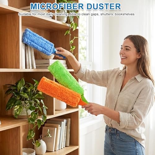 Paquete de 4 Plumadores de Microfibra Reutilizables de 15 Pulgadas, Duster para Persianas, Espacios Angostos, Cabezal Lavable, Herramienta de - imagen 4