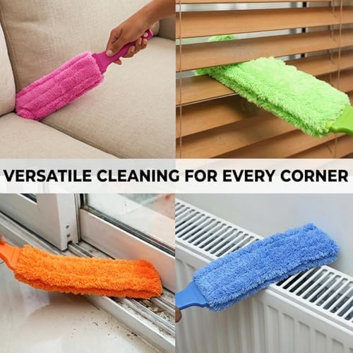 Paquete de 4 Plumadores de Microfibra Reutilizables de 15 Pulgadas, Duster para Persianas, Espacios Angostos, Cabezal Lavable, Herramienta de - imagen 6