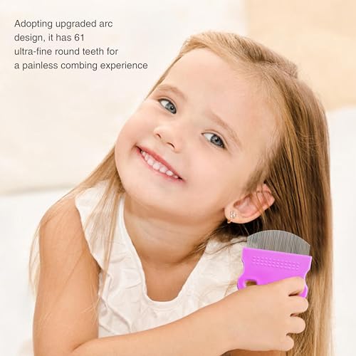 Paquete de 2 Peines Curvados para Piojos, Peine de Dientes Finos para Caspa, Peine para Pulgas, Diseño Arqueado Mejorado, Eliminación Segura y - imagen 3