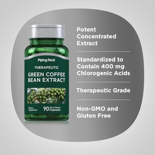 Extracto de Grano de Café Verde Piping Rock | 90 Cápsulas | Suplemento Dietético | Sin OGM, Libre de Gluten - imagen 4