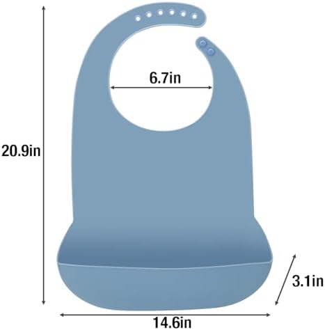 Bib de Silicona Vacío para Adultos, Impermeable y Ajustable, con Recolector de Comida, Lavable, Libre de BPA, Color Azul - imagen 2