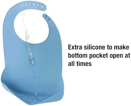 Bib de Silicona Vacío para Adultos, Impermeable y Ajustable, con Recolector de Comida, Lavable, Libre de BPA, Color Azul - imagen 4