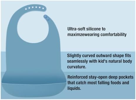 Bib de Silicona Vacío para Adultos, Impermeable y Ajustable, con Recolector de Comida, Lavable, Libre de BPA, Color Azul - imagen 5