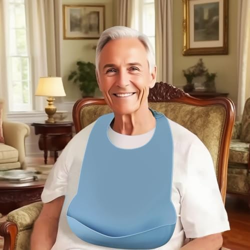 Bib de Silicona Vacío para Adultos, Impermeable y Ajustable, con Recolector de Comida, Lavable, Libre de BPA, Color Azul - imagen 6