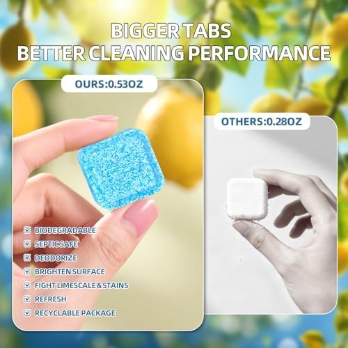 Tabletas Limpiadoras de Inodoro TIMOHCR 30 Piezas, Ecológicas y Poderosas, Disuelven Rápido, Seguras para Fosas Sépticas, Aroma a Limón - imagen 3