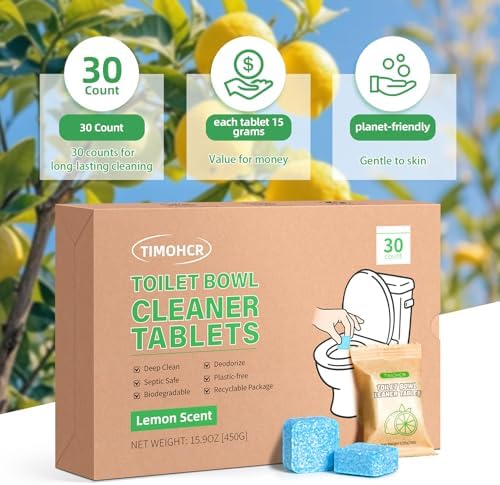 Tabletas Limpiadoras de Inodoro TIMOHCR 30 Piezas, Ecológicas y Poderosas, Disuelven Rápido, Seguras para Fosas Sépticas, Aroma a Limón - imagen 6