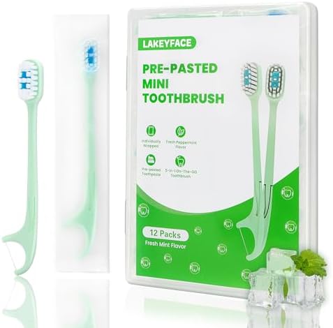 Set de Cepillos de Dientes de Viaje Lakeyface 5 en 1, Mini Cepillos Desechables con Pasta Dental + Raspadores de Lengua + Hilo Dental + Palas, - imagen 1