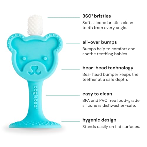 Oogiebear Cepillo de Dientes Entrenador para Bebés y Niños - 0-2 Años - Silicona Suave 360°, Diseño de Oso de Peluche - 1 Unidad - imagen 2