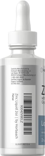 Gotas de Zinc Líquido Horbäach | 2 Oz | con Glicerina Orgánica | Suplemento Vegetariano, No Transgénico y Sin Gluten - imagen 3
