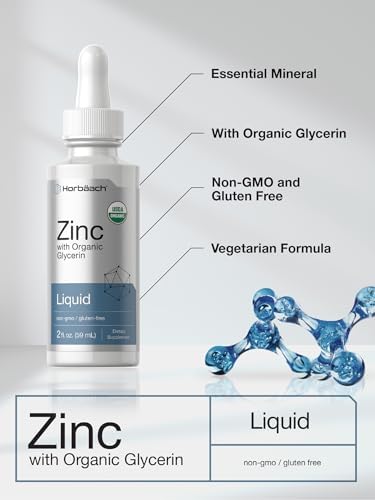 Gotas de Zinc Líquido Horbäach | 2 Oz | con Glicerina Orgánica | Suplemento Vegetariano, No Transgénico y Sin Gluten - imagen 4